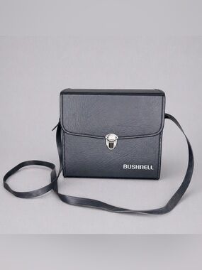 Vintage Bushnell Binocular Case Japan Black Hard Shell Shoulder Strap Travel